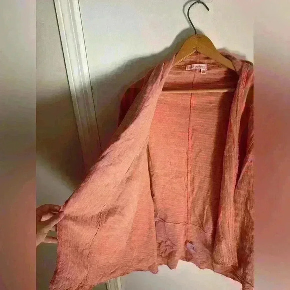 Fresh Produce women’s open cardigan sweater striped tan coral one size made USA - Picture 4 of 10